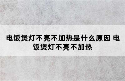 电饭煲灯不亮不加热是什么原因 电饭煲灯不亮不加热